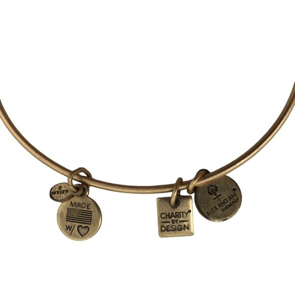 2015 Alex And Ani Gold Bracelet with a "Create Piece Of Mind" Charm - Picture 2 of 4